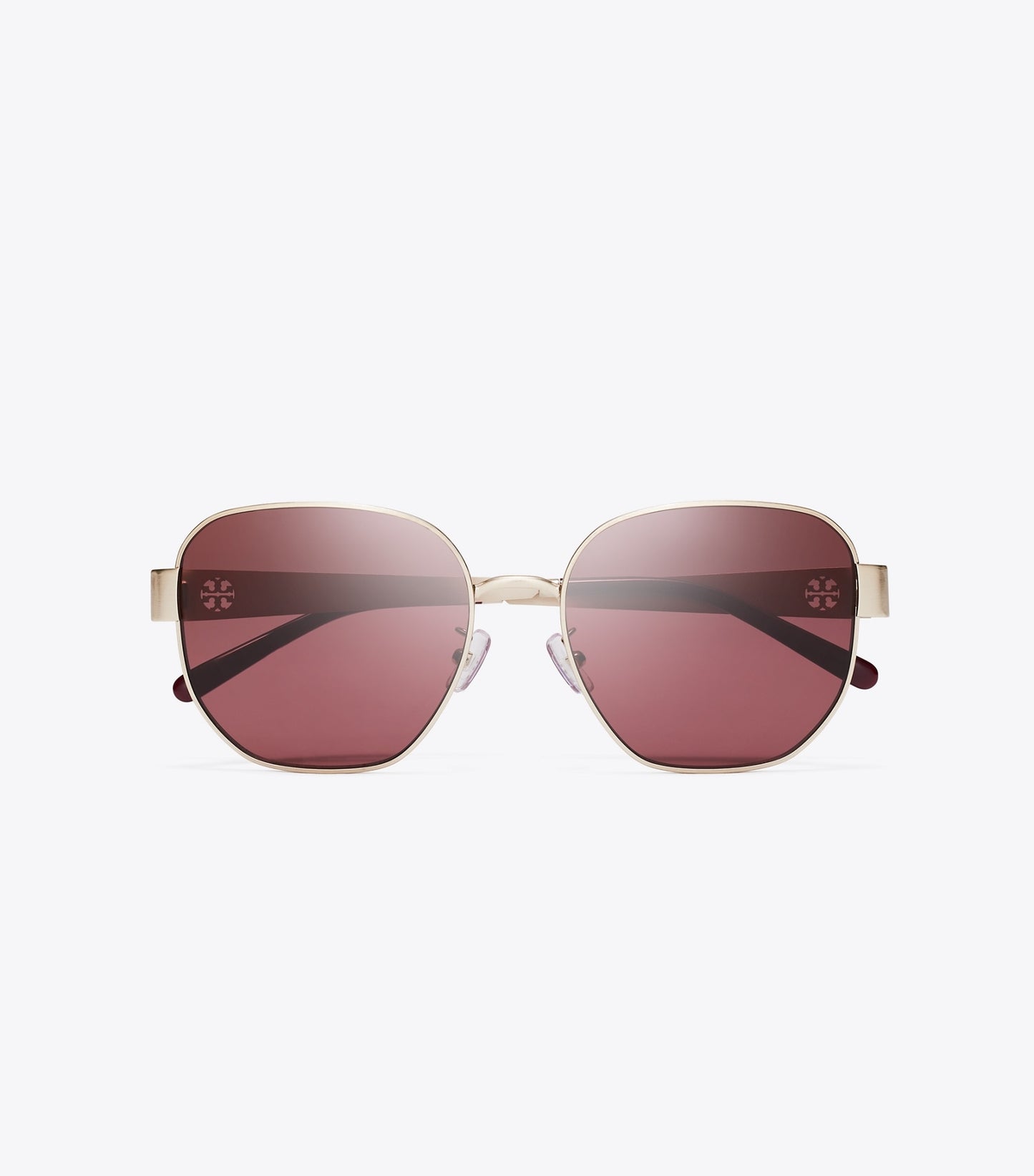 Tory Burch Miller Metal Square Sunglasses - Brushed Light Gold/Wine
