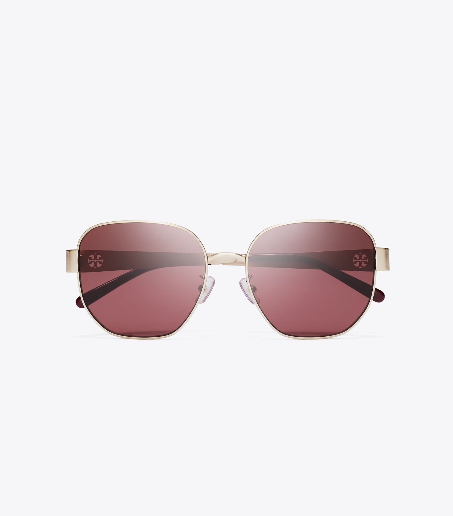 Tory Burch Miller Metal Square Sunglasses - Brushed Light Gold/Wine