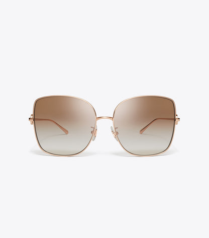 Tory Burch Miller Metal Oversized Butterfly Sunglasses - Rose Gold/Light Brown Gradient