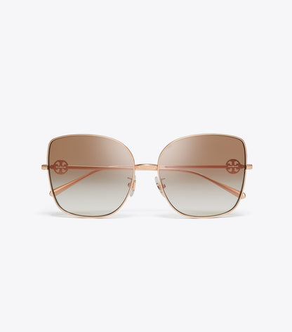 Tory Burch Miller Metal Oversized Butterfly Sunglasses - Rose Gold/Light Brown Gradient