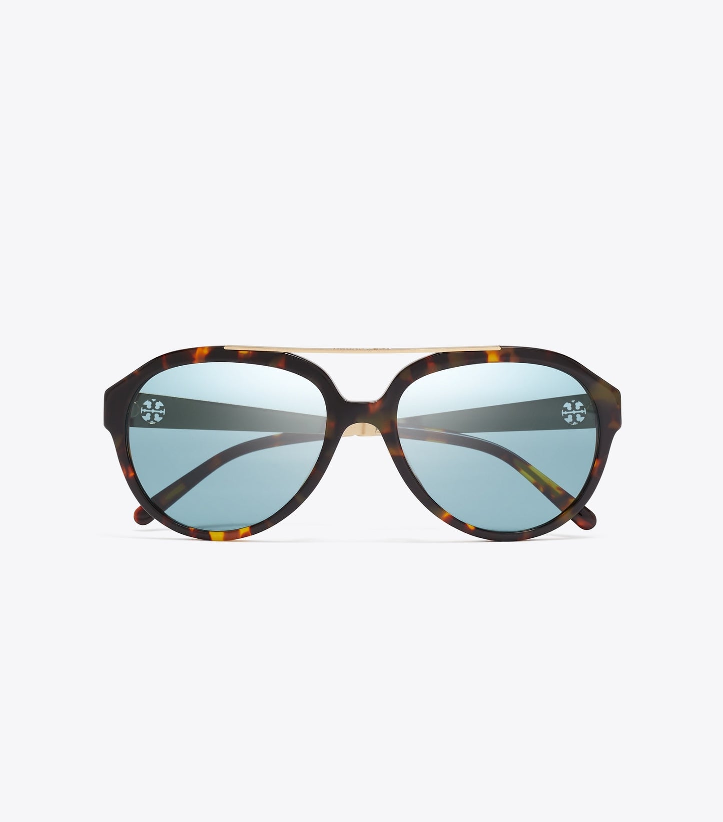 Tory Burch Miller Pilot Sunglasses - Tortoise/Petrol Green