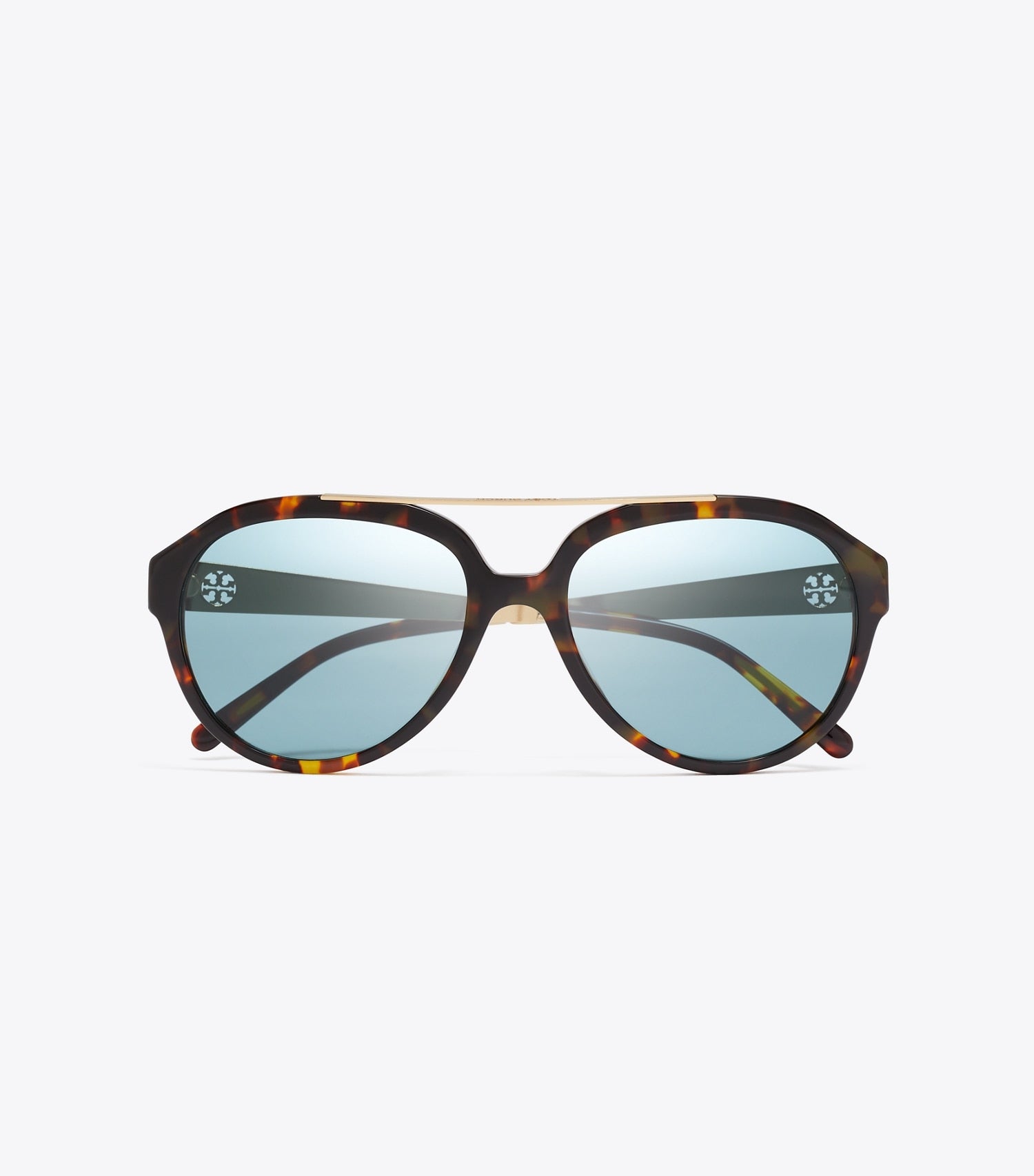 Tory Burch Miller Pilot Sunglasses - Tortoise/Petrol Green