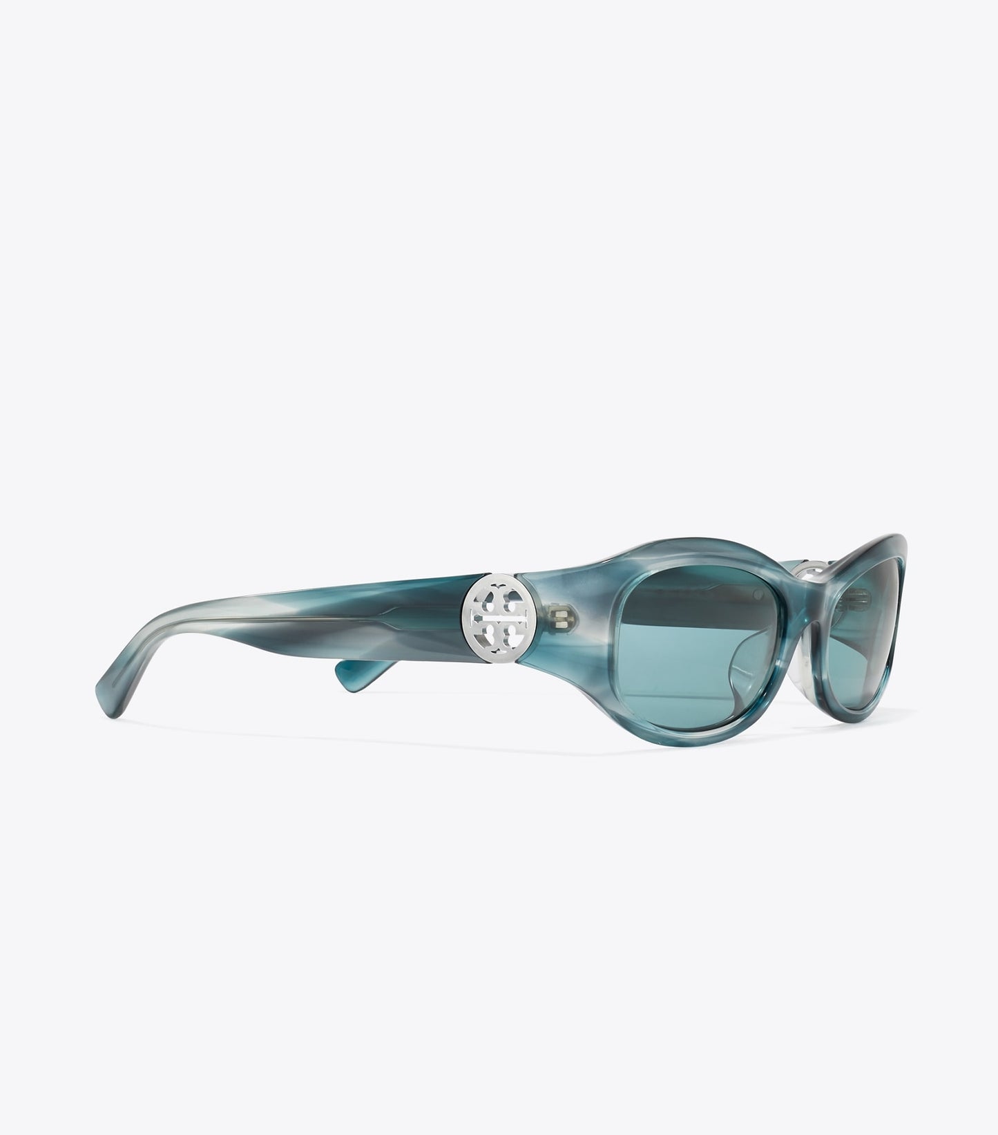 Tory Burch Miller Rectangle Sunglasses - Teal Striated/Petrol Green
