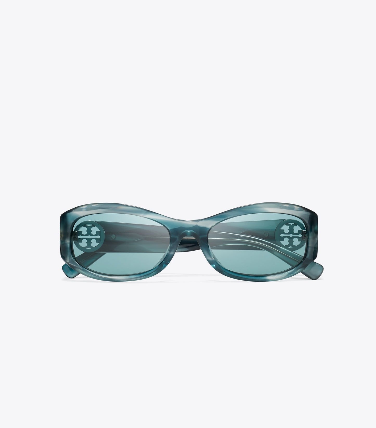 Tory Burch Miller Rectangle Sunglasses - Teal Striated/Petrol Green