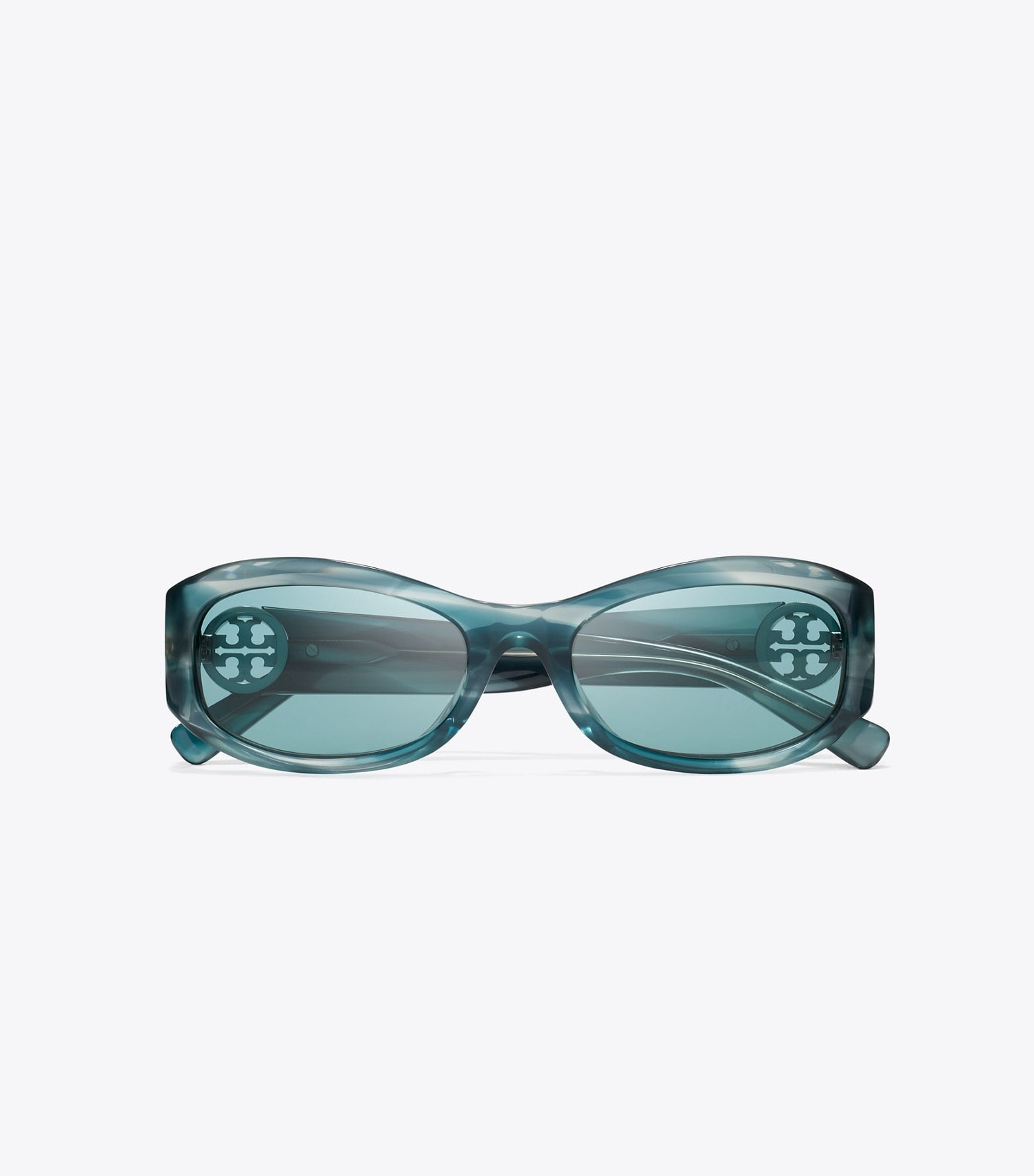Tory Burch Miller Rectangle Sunglasses - Teal Striated/Petrol Green