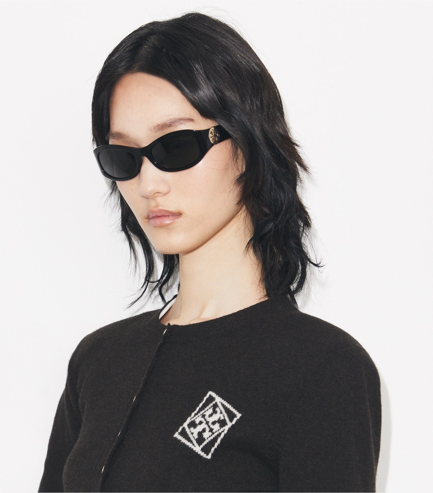 Tory Burch Miller Rectangle Sunglasses - Teal Striated/Petrol Green