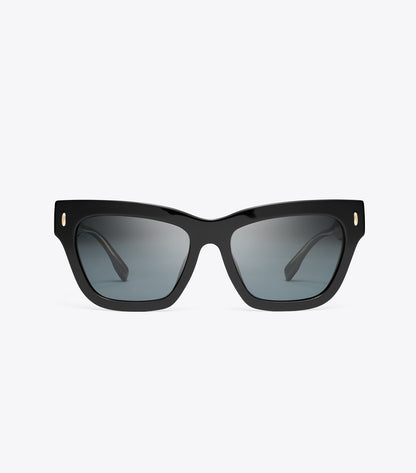 Tory Burch Miller Cat-Eye Sunglasses - Black/Dark Grey Polar