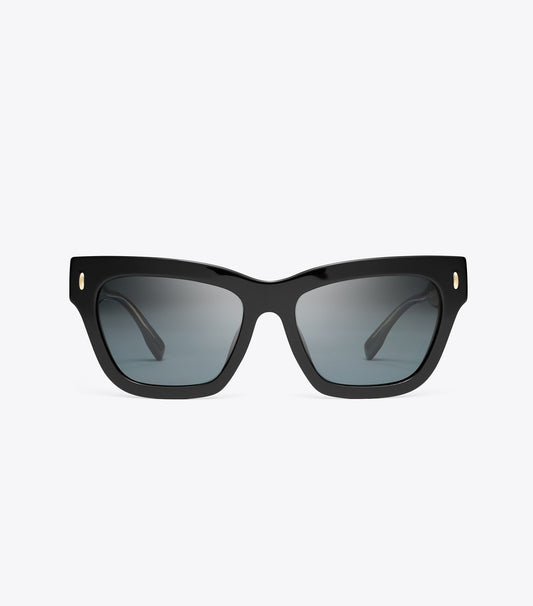 Tory Burch Miller Cat-Eye Sunglasses - Black/Dark Grey Polar