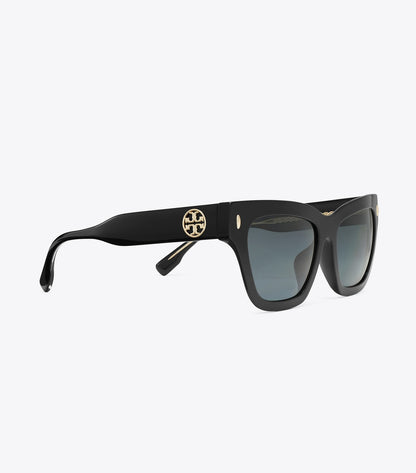 Tory Burch Miller Cat-Eye Sunglasses - Black/Dark Grey Polar