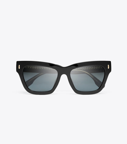 Tory Burch Miller Cat-Eye Sunglasses - Black/Dark Grey Polar