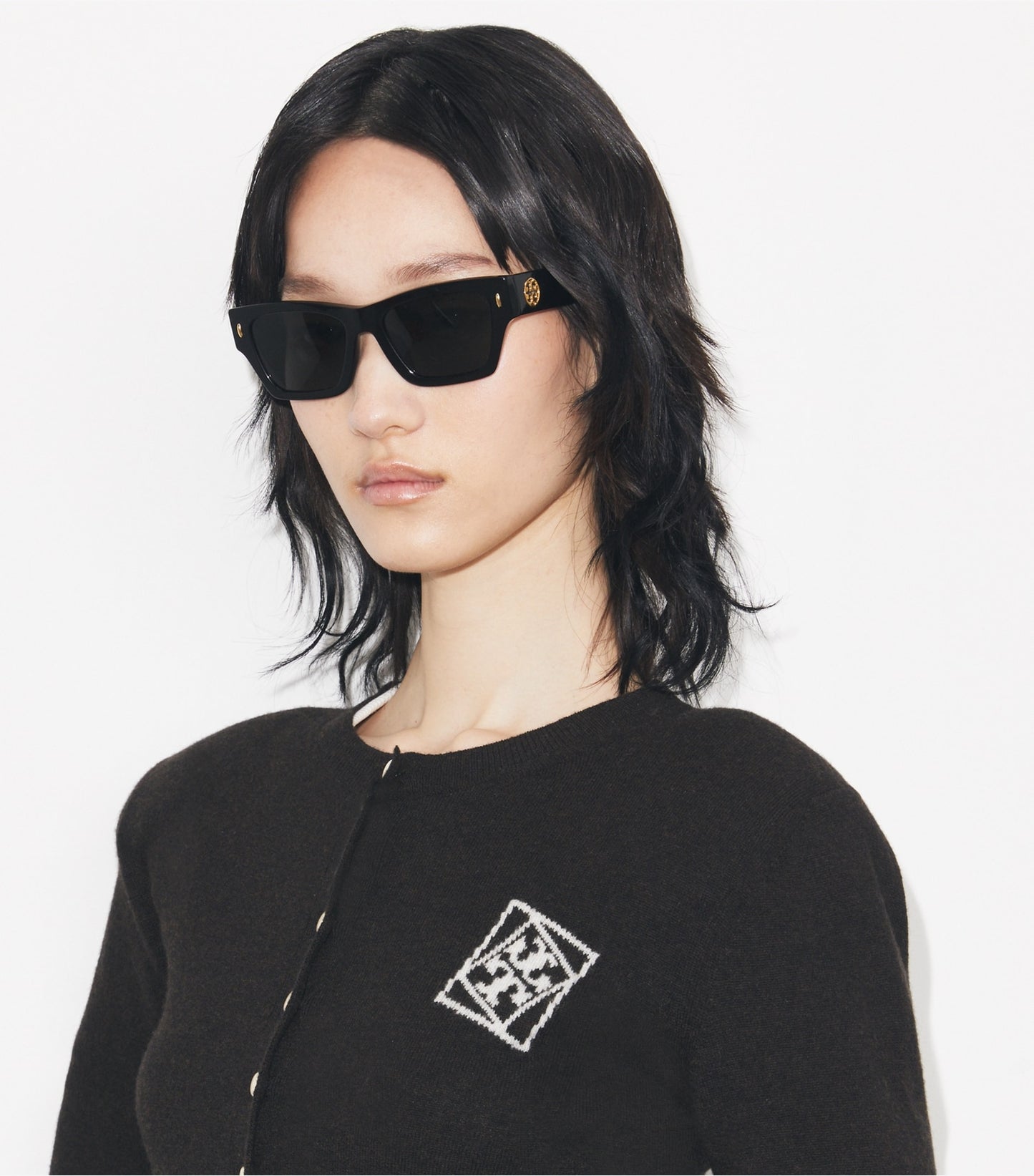 Tory Burch Miller Geometric Sunglasses - Black
