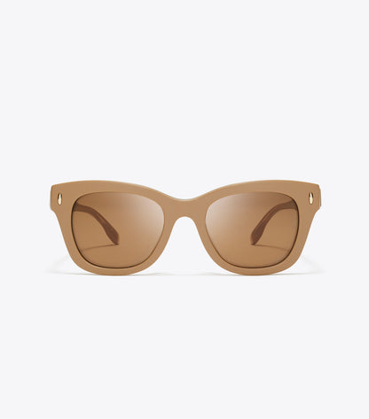 Tory Burch Miller Wayfarer Sunglasses - Tan/Brown Back Mirror