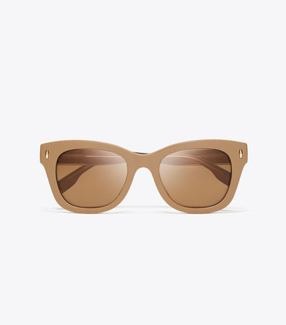 Tory Burch Miller Wayfarer Sunglasses - Tan/Brown Back Mirror