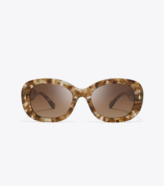 Tory Burch Miller Oval Sunglasses - Transparent Tort/ Polar Brown Gradient
