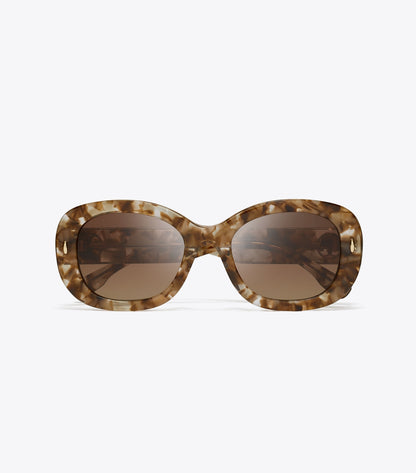 Tory Burch Miller Oval Sunglasses - Transparent Tort/ Polar Brown Gradient
