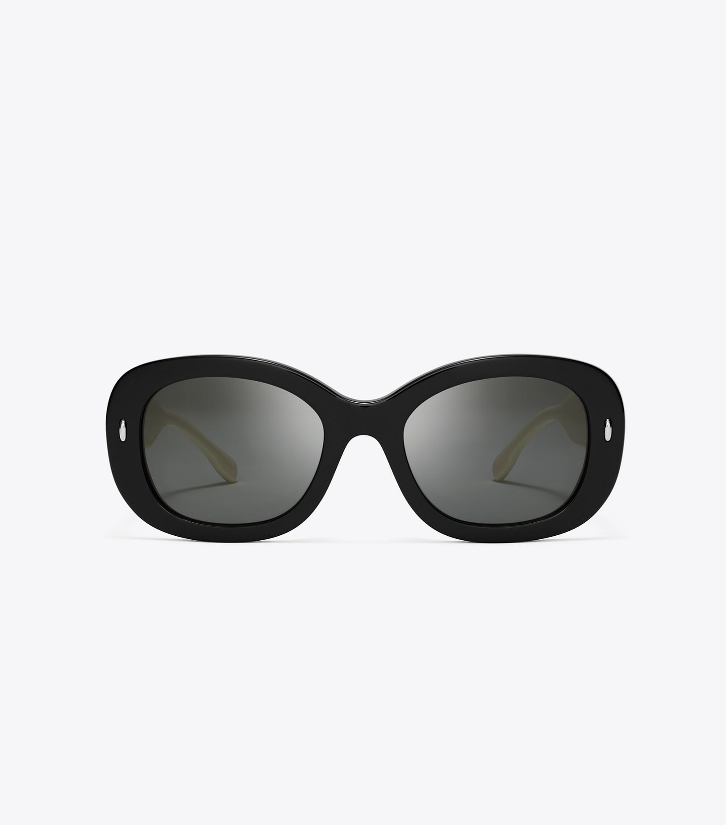 Tory Burch Miller Oval Sunglasses - Black/Ivory/Dark Grey Solid