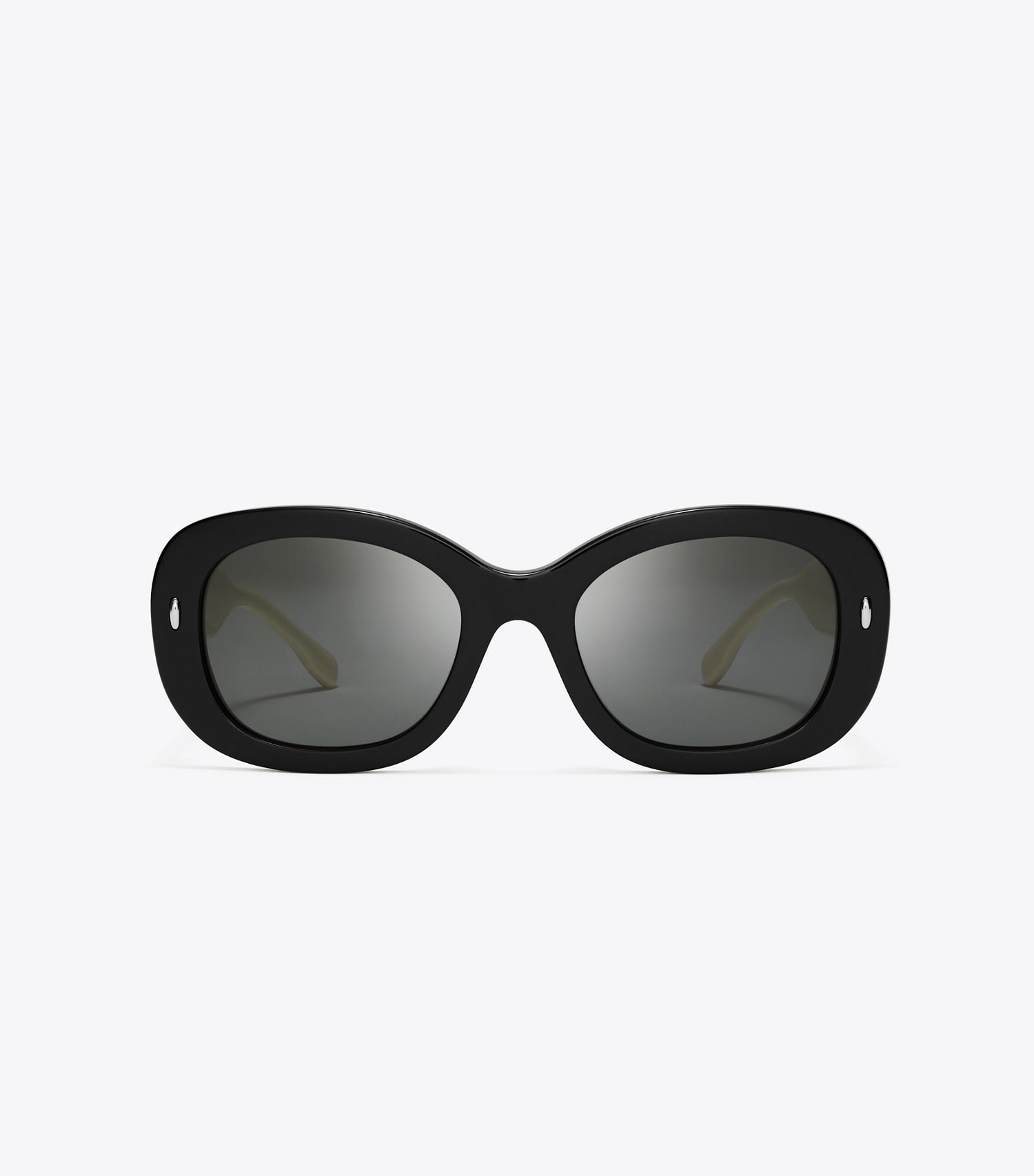 Tory Burch Miller Oval Sunglasses - Black/Ivory/Dark Grey Solid