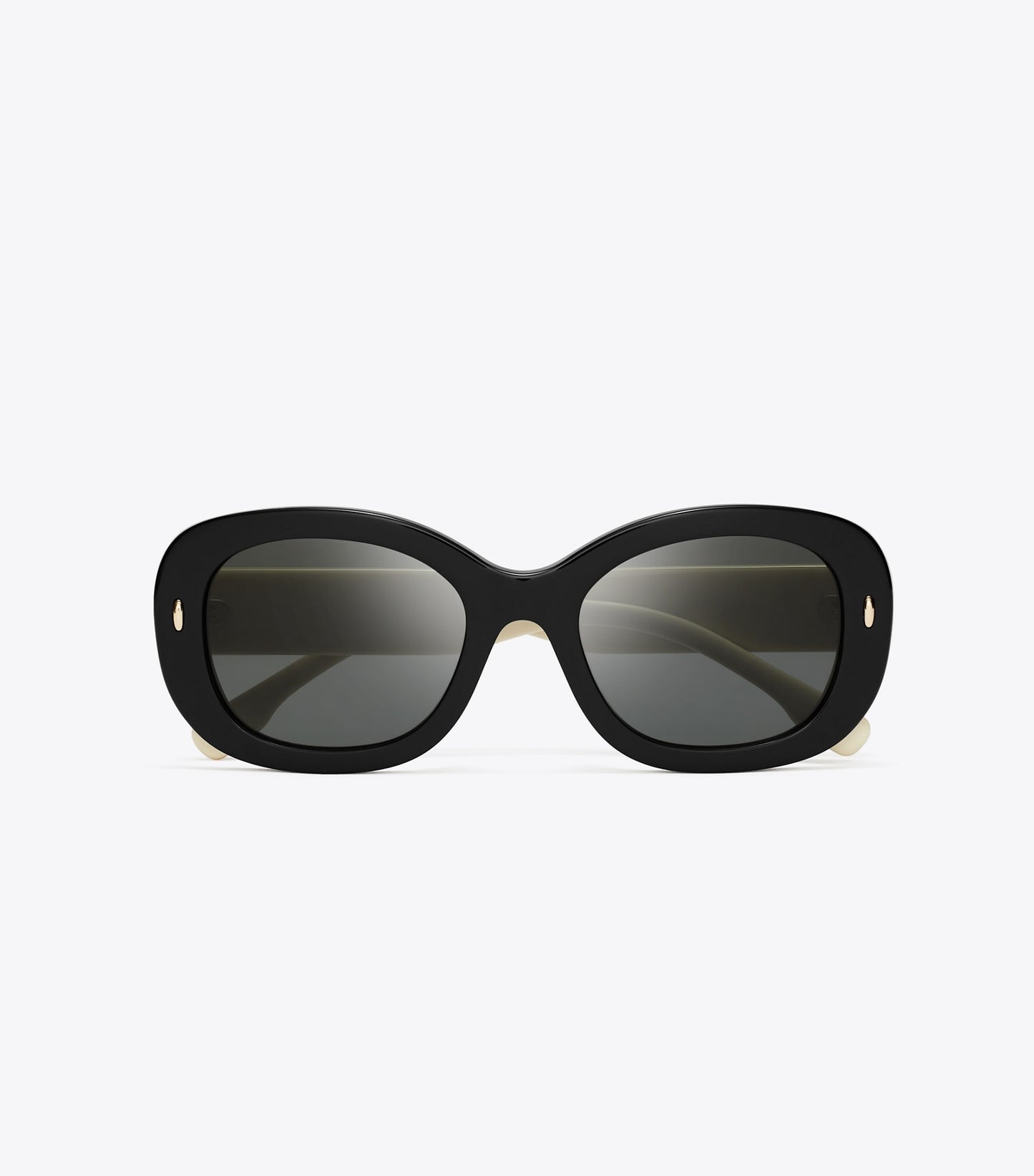 Tory Burch Miller Oval Sunglasses - Black/Ivory/Dark Grey Solid