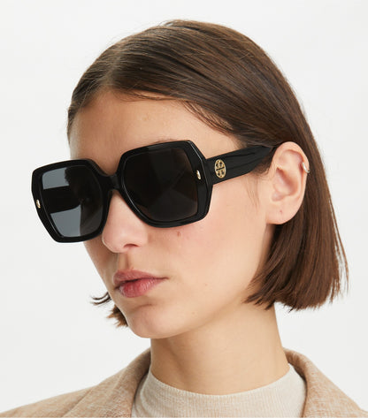 Tory Burch Miller Oversized Square Sunglasses - Dark Tortoise/Brown Gradient