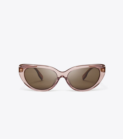 Tory Burch Miller Cat-Eye Sunglasses - Transparent Light Pink/Dark Brown