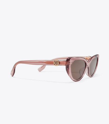 Tory Burch Miller Cat-Eye Sunglasses - Transparent Light Pink/Dark Brown
