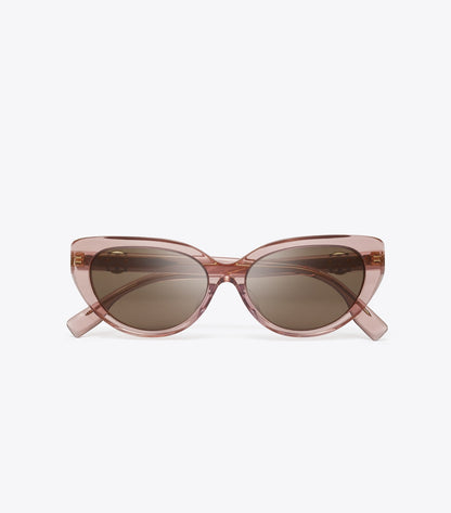 Tory Burch Miller Cat-Eye Sunglasses - Transparent Light Pink/Dark Brown