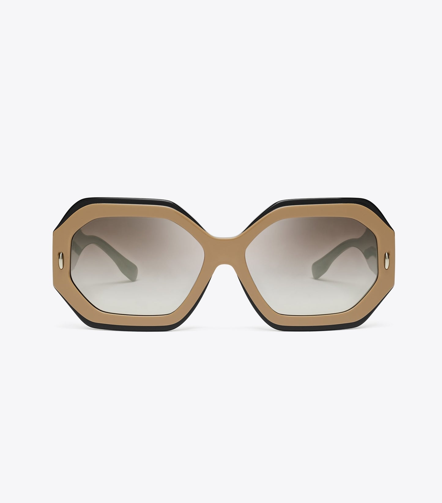 Tory Burch Miller Geometric Sunglasses - Navy/Beige/Clear Grad Mirror Silver