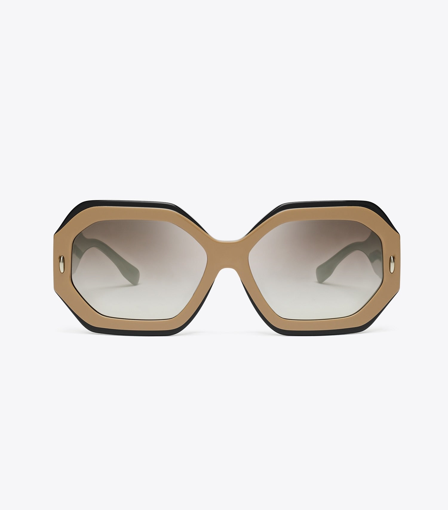 Tory Burch Miller Geometric Sunglasses - Navy/Beige/Clear Grad Mirror Silver
