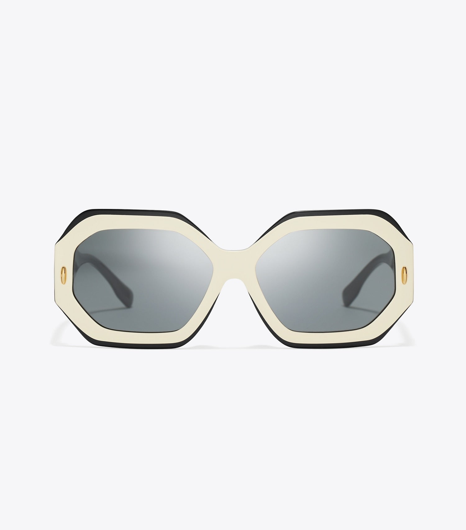Tory Burch Miller Geometric Sunglasses - Black/Ivory/Dark Grey Solid