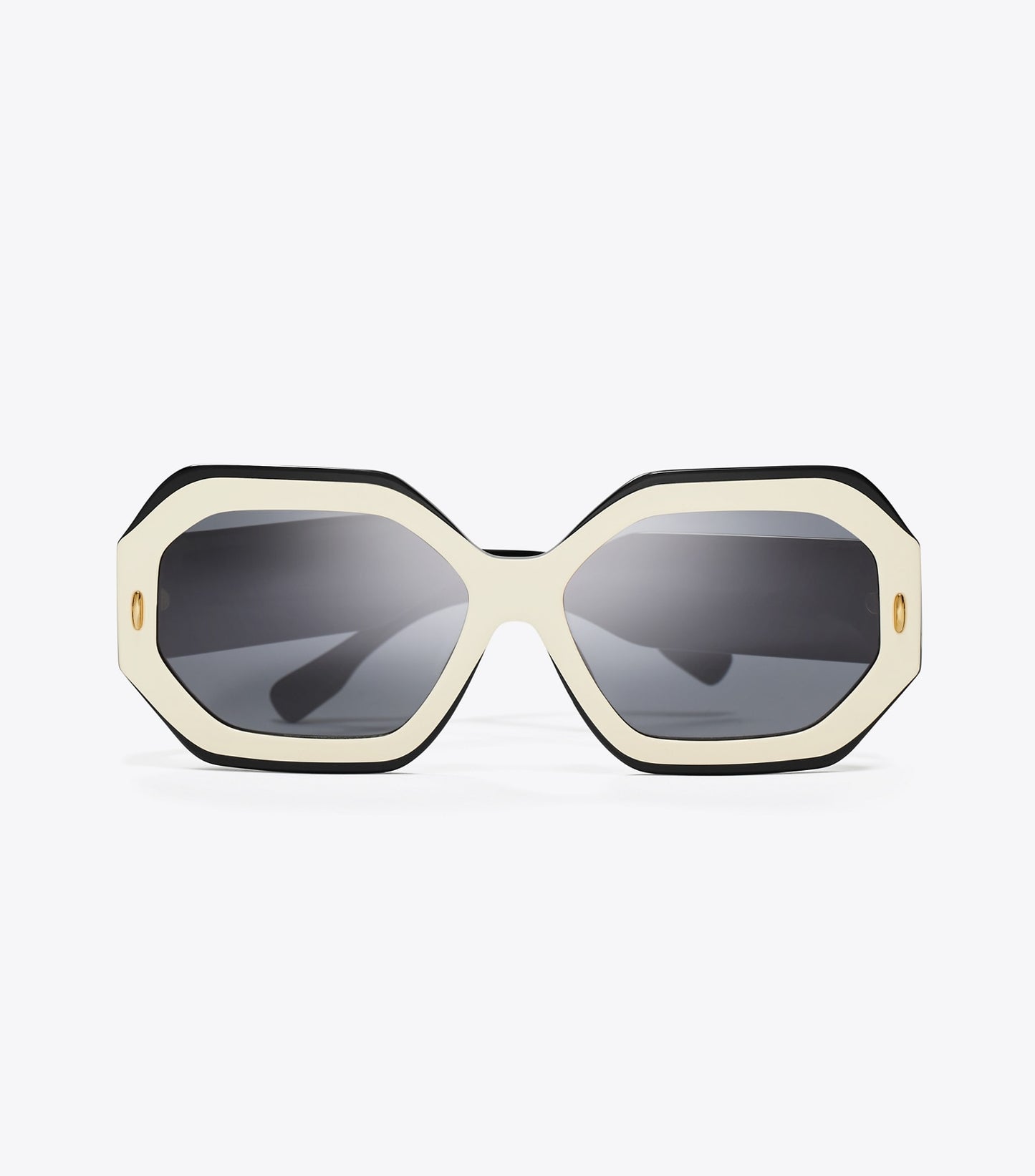 Tory Burch Miller Geometric Sunglasses - Black/Ivory/Dark Grey Solid