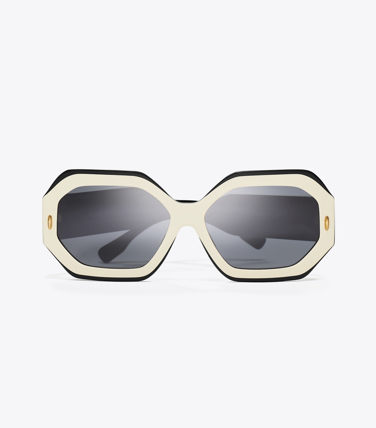 Tory Burch Miller Geometric Sunglasses - Black/Ivory/Dark Grey Solid