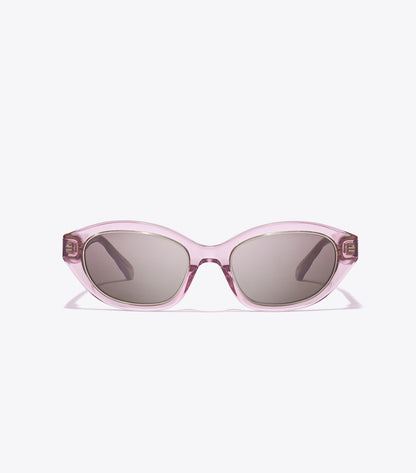 Tory Burch Kira Cat-Eye Sunglasses - Transparent Pink/ Dark Brown