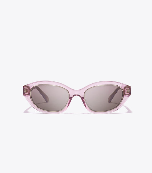 Tory Burch Kira Cat-Eye Sunglasses - Transparent Pink/ Dark Brown