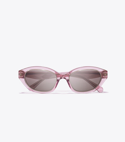 Tory Burch Kira Cat-Eye Sunglasses - Transparent Pink/ Dark Brown