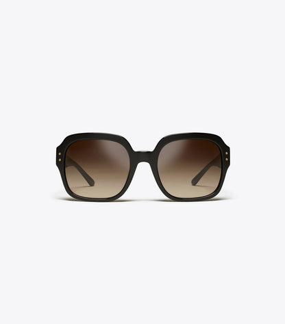 Tory Burch Oversized Square Logo Sunglasses - Black