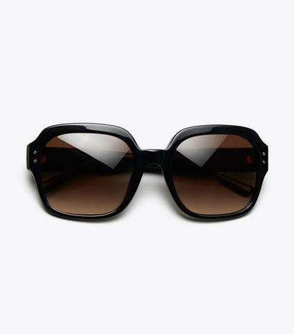 Tory Burch Oversized Square Logo Sunglasses - Black