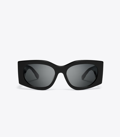 Tory Burch Kira Rectangle Sunglasses - Black/Dark Grey