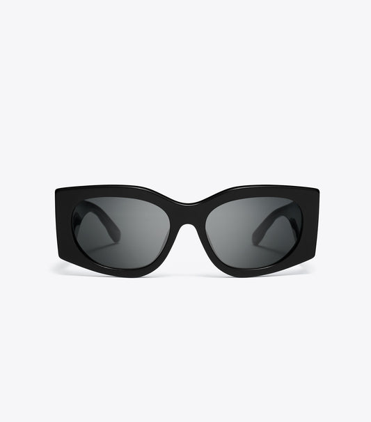 Tory Burch Kira Rectangle Sunglasses - Black/Dark Grey