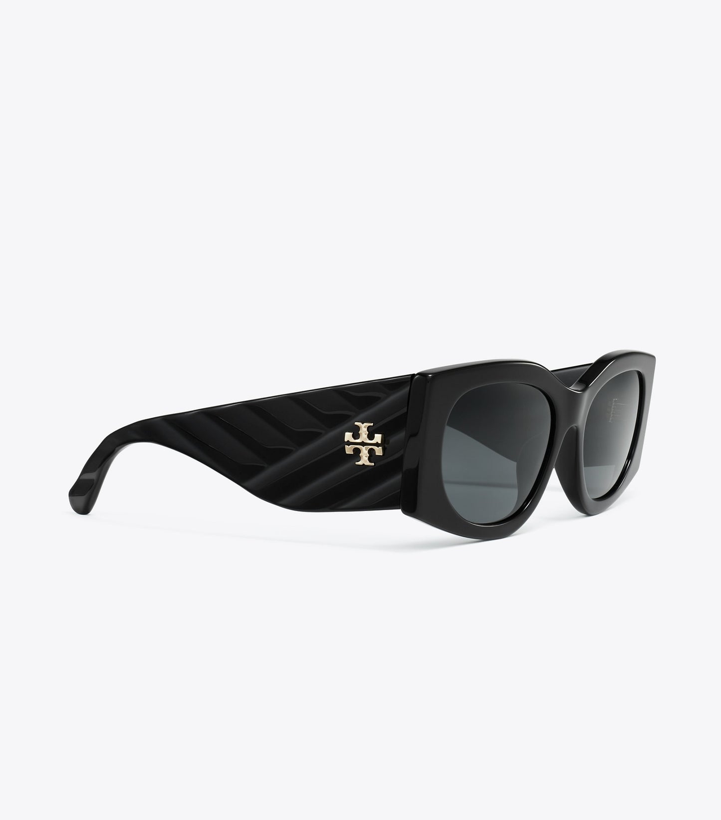 Tory Burch Kira Rectangle Sunglasses - Black/Dark Grey