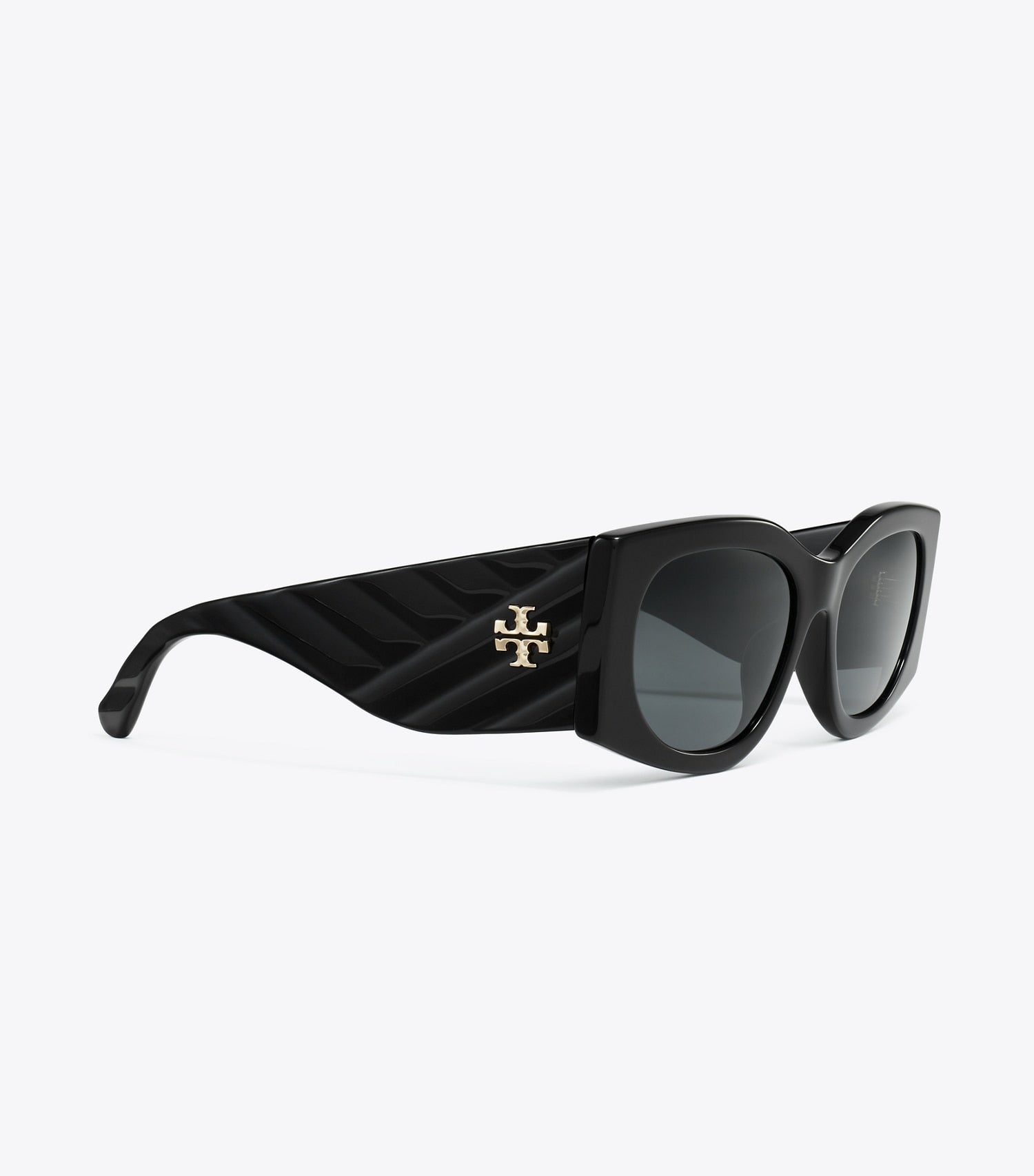 Tory Burch Kira Rectangle Sunglasses - Black/Dark Grey