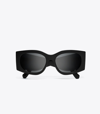 Tory Burch Kira Rectangle Sunglasses - Black/Dark Grey