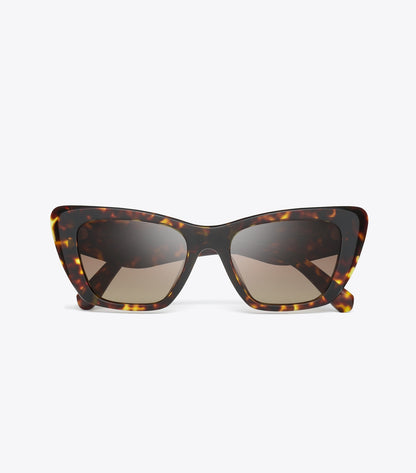 Tory Burch Kira Cat-Eye Sunglasses - Dark Tortoise/Brown Polar