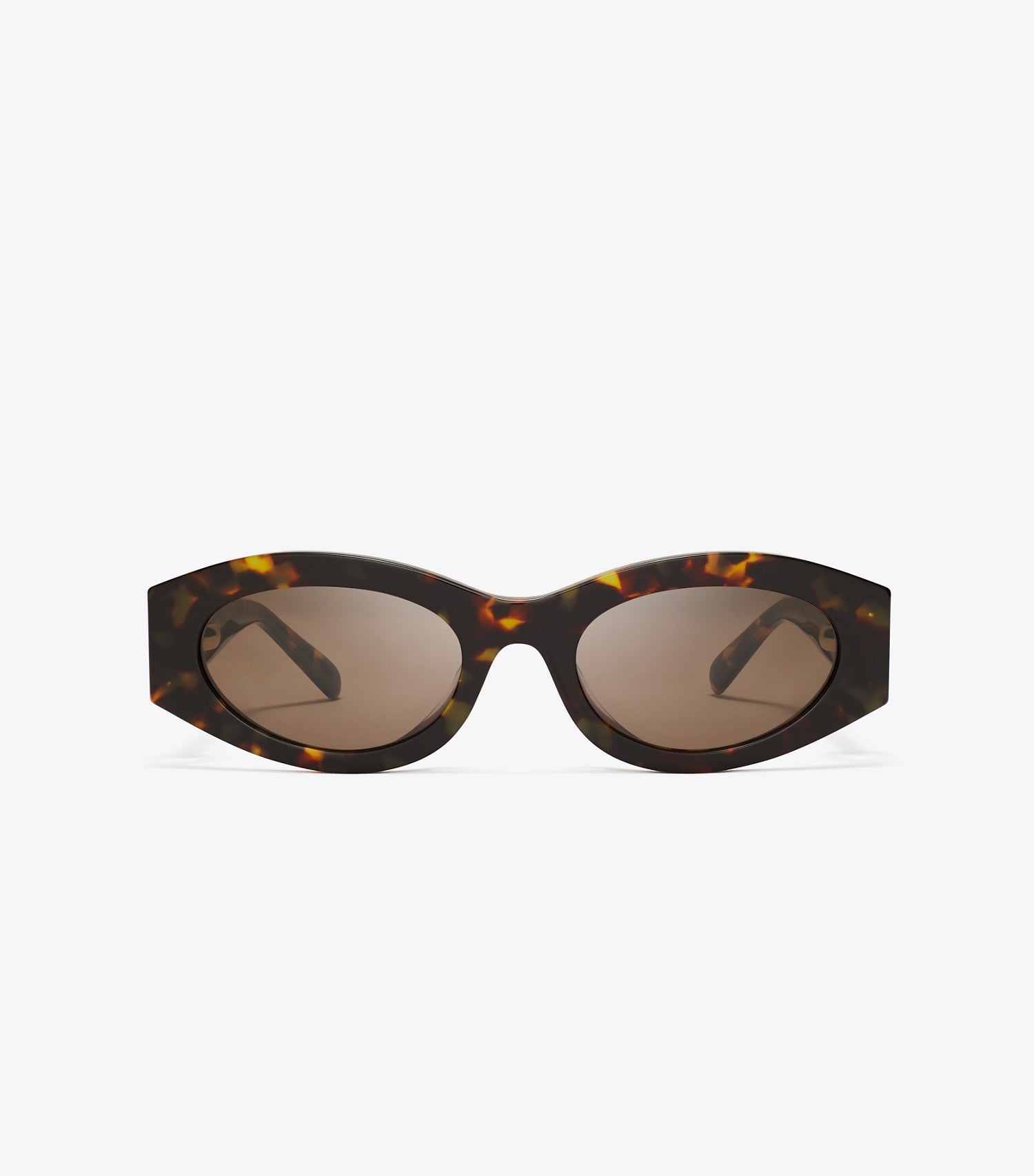 Tory Burch Pierced Oval Sunglasses - Dark Tortoise/Solid Brown