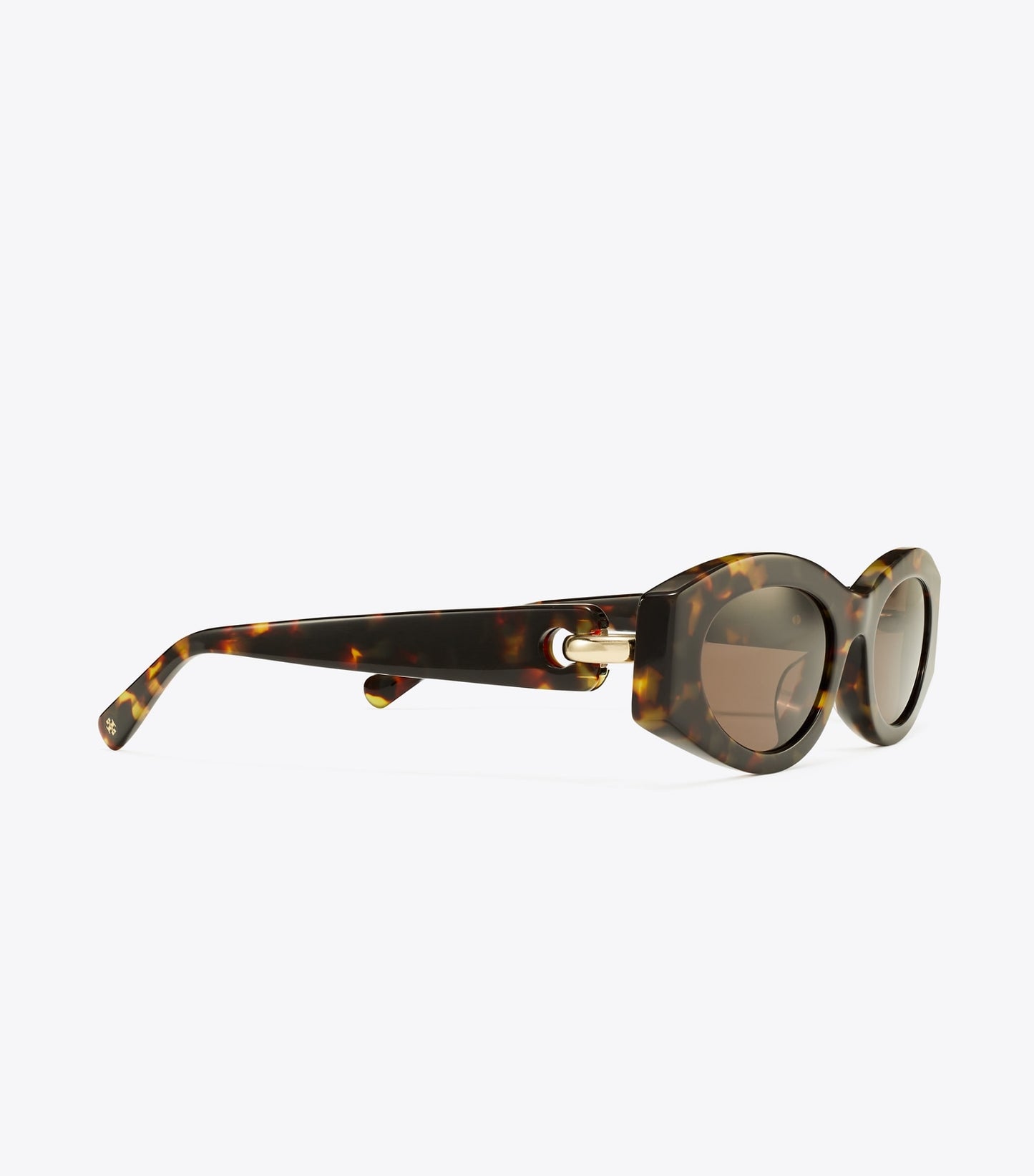 Tory Burch Pierced Oval Sunglasses - Dark Tortoise/Solid Brown