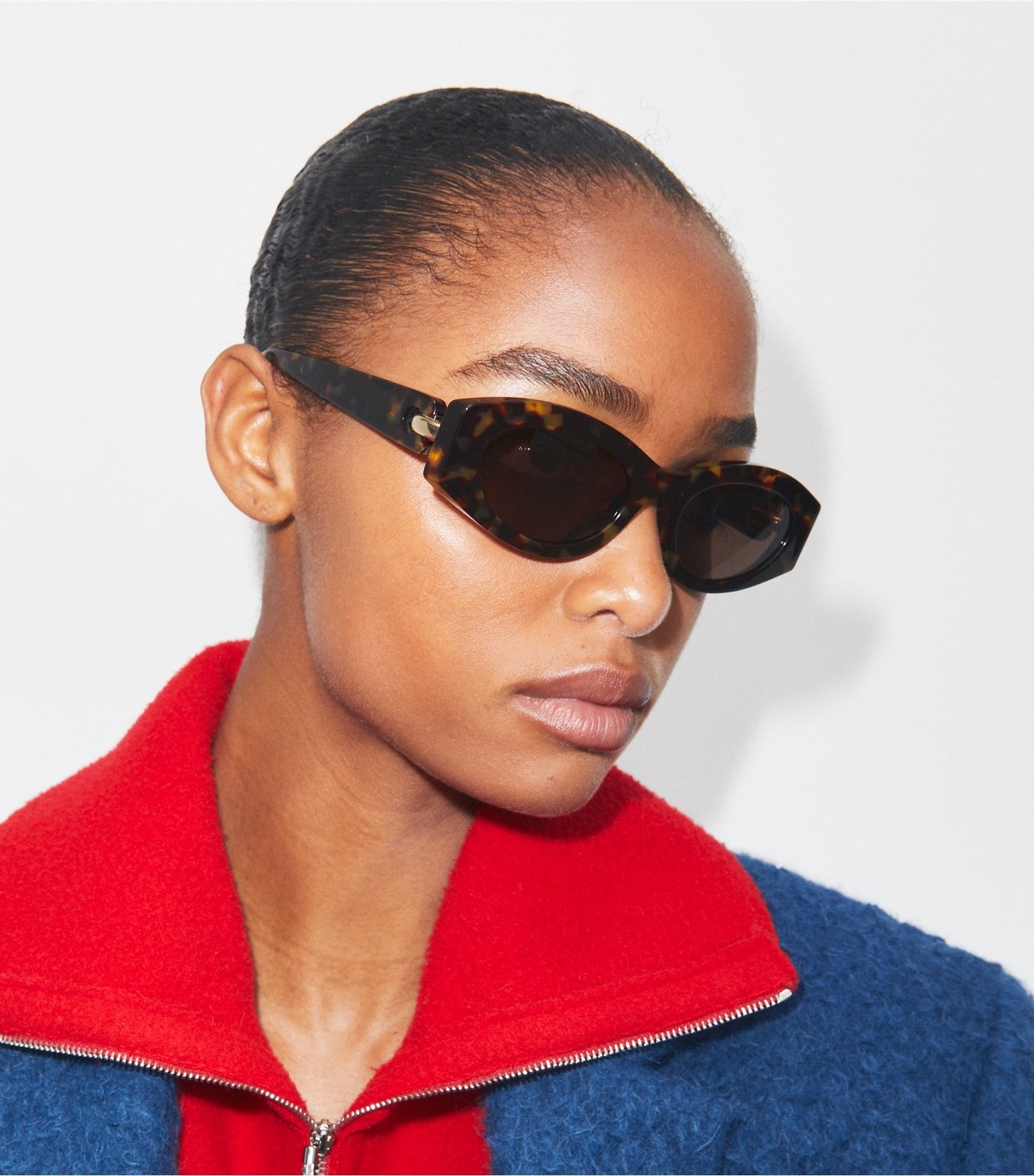 Tory Burch Pierced Oval Sunglasses - Dark Tortoise/Solid Brown
