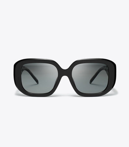 Tory Burch T Monogram Geometric Sunglasses - Black/Grey Gradient