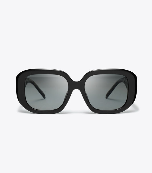 Tory Burch T Monogram Geometric Sunglasses - Black/Grey Gradient