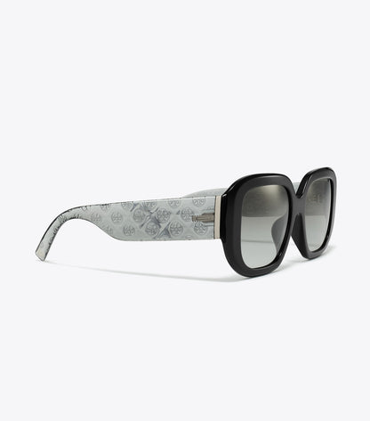 Tory Burch T Monogram Geometric Sunglasses - Black/Grey Gradient