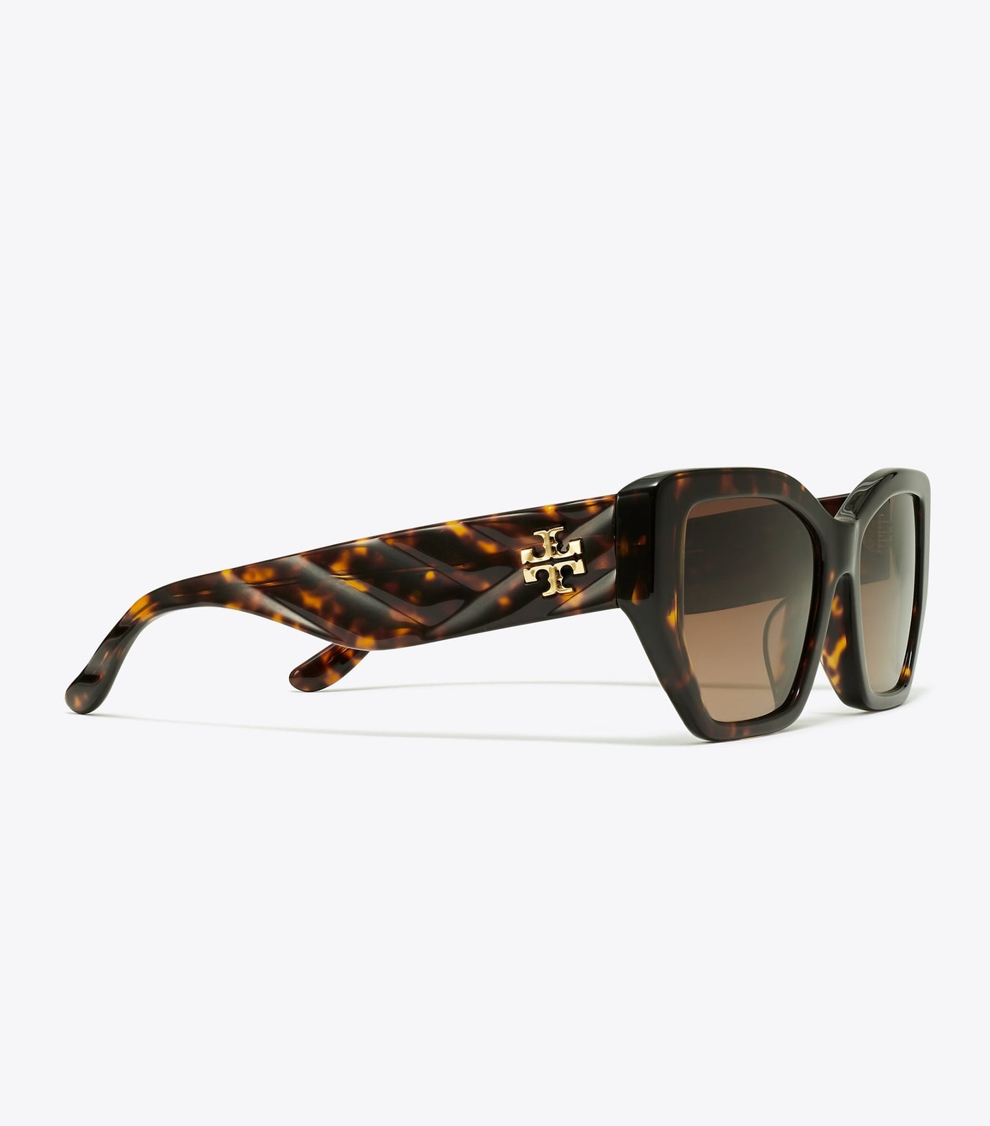 Tory Burch Kira Oversized Geometric Sunglasses - Dark Tortoise/Brown Gradient Polar