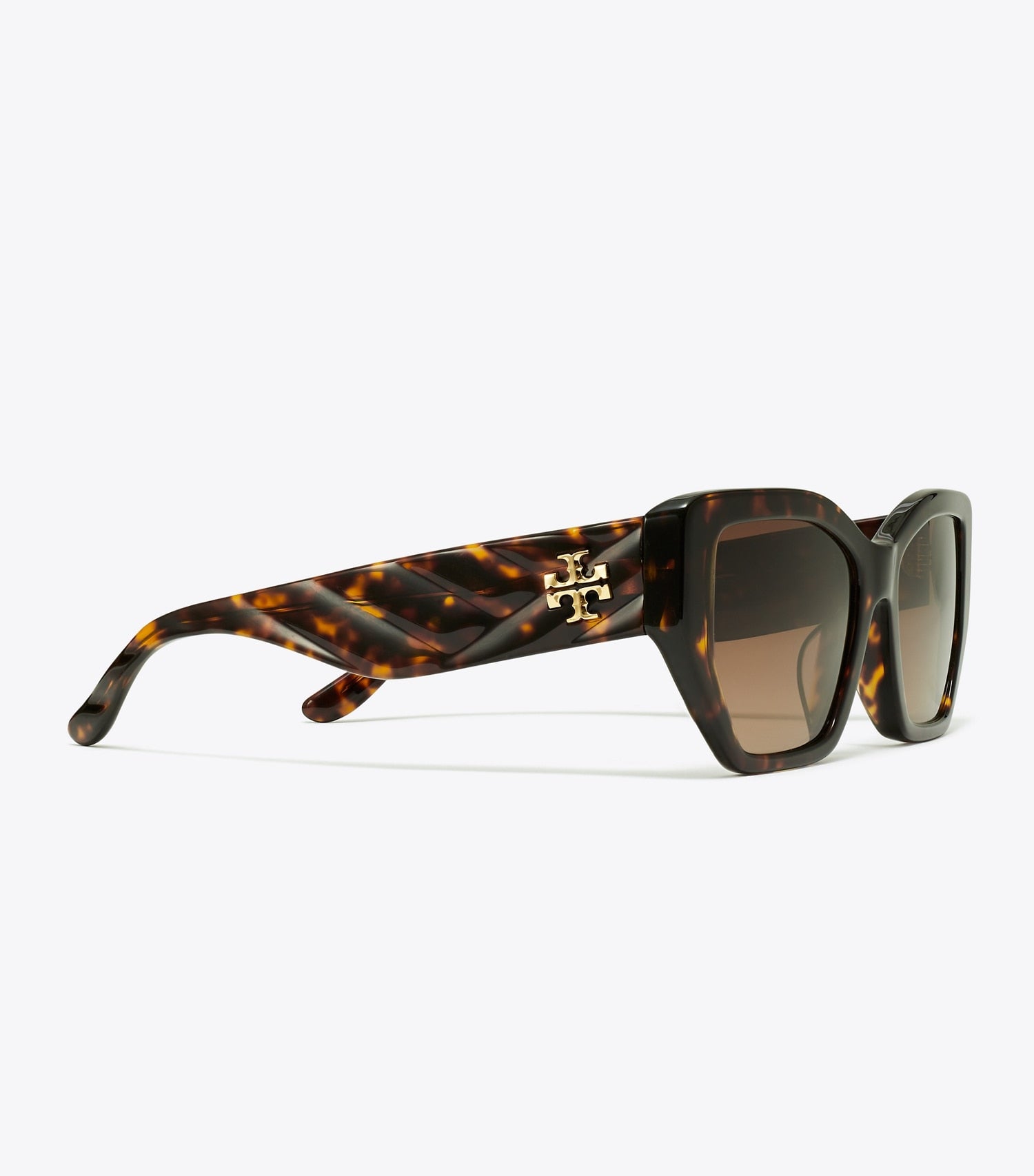 Tory Burch Kira Oversized Geometric Sunglasses - Dark Tortoise/Brown Gradient Polar
